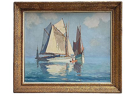 Concarneau tuna boats at sea by Leon Esperance Broquet - Auction record, sale price, and art valuation. Compare with similar artists and explore comparable artworks.