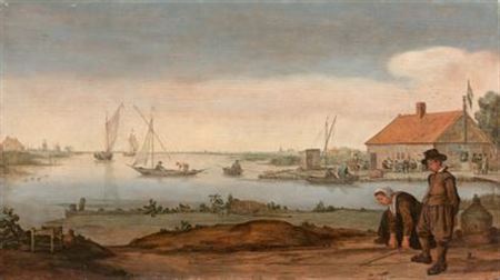 Couple of fishermen preparing their net by Arent Arentsz - Auction record, sale price, and art valuation. Compare with similar artists and explore comparable artworks.
