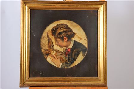 Portrait of a boy with an eagle