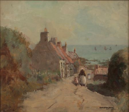 Figures on a lane towards the sea