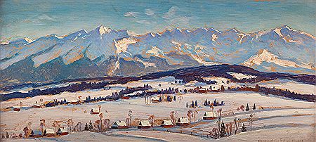 Panoramic view of Tatra Mountains by Mieczyslaw Filipkiewicz - Auction record, sale price, and art valuation. Compare with similar artists and explore comparable artworks.
