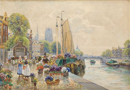 Flower Market by Franz Max Richter-Reich - Auction record, sale price, and art valuation. Compare with similar artists and explore comparable artworks.