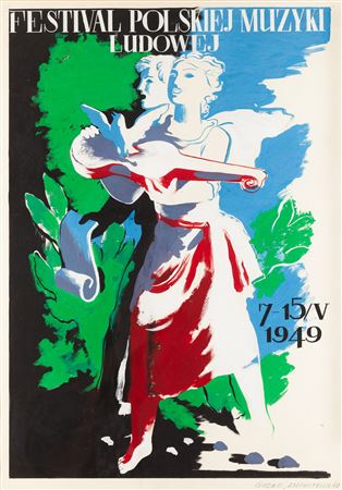 Project for the poster Festival of Polish Folk Music , 1949
