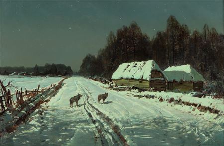 Landscape with wolfs