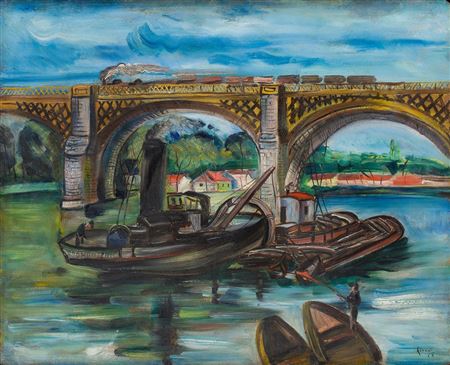 "Barges in Melun" ("Les chalands a Melun"), 1928