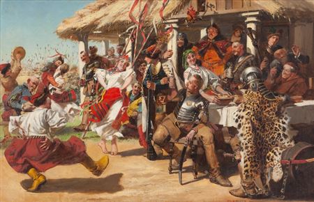 Feast in front of the inn, 1904