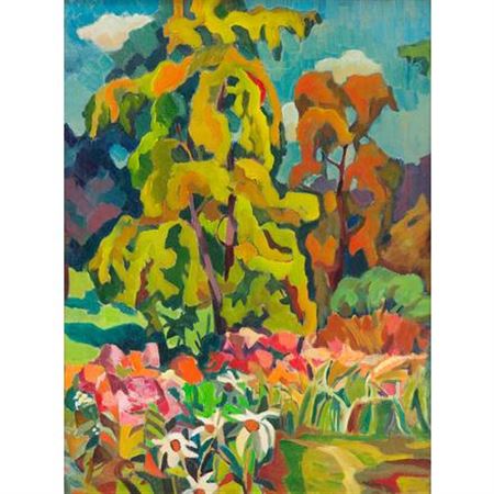 "Flowers in orchard", 1950