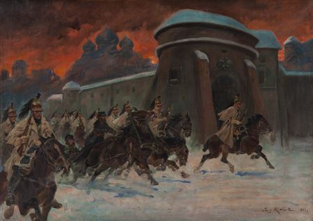 Napoleon in Moscow, 1922 by Jerzy Kossak - Auction record, sale price, and art valuation. Compare with similar artists and explore comparable artworks.