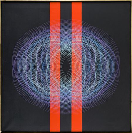 "Generative painting, interruption of a form by two vertical bands", 1969
