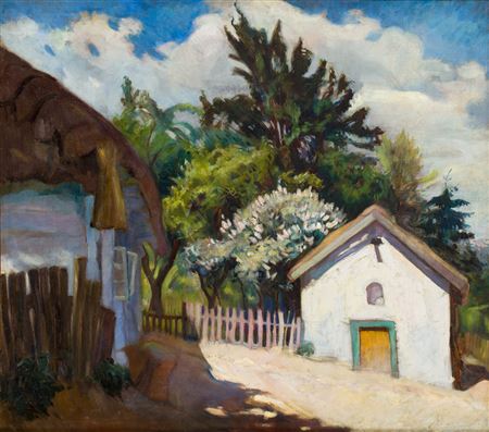 Rural landscape ("In the yard"), 1921 by Stanislaw Paciorek - Auction record, sale price, and art valuation. Compare with similar artists and explore comparable artworks.