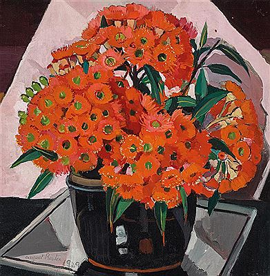 COASTAL GUMS, also known as AUSTRALIAN GUM BLOSSOM by Margaret Rose Preston - Auction record, sale price, and art valuation. Compare with similar artists and explore comparable artworks.