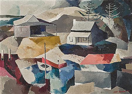 PORT FAIRY IMAGE (VERSO: STREET SCENE WITH TERRACED HOUSES)