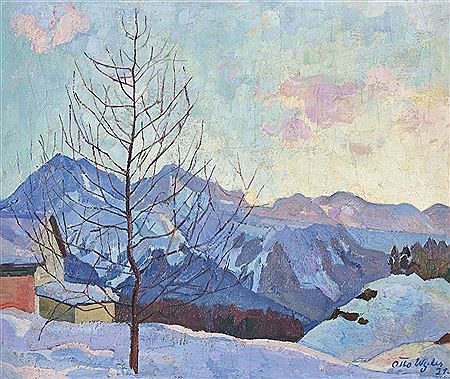 Evening mood with mountain silhouette