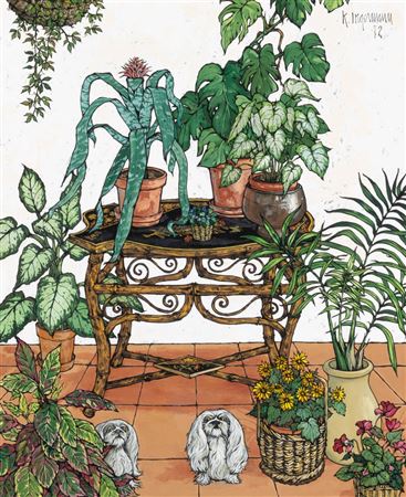 House Plants and Dogs by Keith Ingermann - Auction record, sale price, and art valuation. Compare with similar artists and explore comparable artworks.