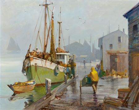 Sample artwork by Marshall Woodside Joyce (1912 - 1998), known for seascape, ships, landscape, coastals - View similar artists and auction records