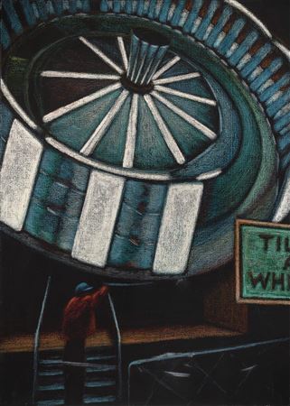 Sample artwork by Jane Leone Dickson (Born 1952), known for mosaic figure murals, mod figure, genre and cityscape painting - View similar artists and auction records