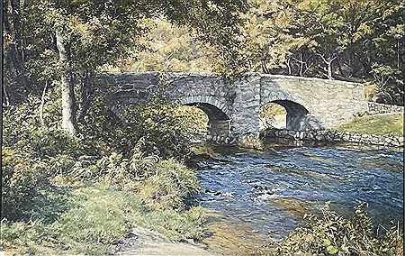 Fingle Bridge, Dartmoor by Denys Law - Auction record, sale price, and art valuation. Compare with similar artists and explore comparable artworks.