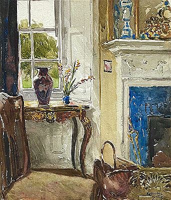 The drawing room at Chyangweal 1912 by Eleanor Mary (Weymouth) Hughes - Auction record, sale price, and art valuation. Compare with similar artists and explore comparable artworks.