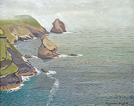 Sample artwork by Robert Morson Hughes (1873 - 1953), known for landscape, coastal view and mountain scene painting - View similar artists and auction records