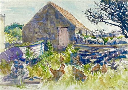 Barn, Boat & Hens.