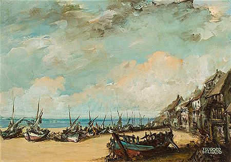 "Pueblo de pescadores" by Teodoro Delgado - Auction record, sale price, and art valuation. Compare with similar artists and explore comparable artworks.