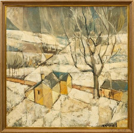 Depicting a rural winter landscape.