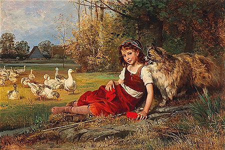 A Young Goose Girl Resting