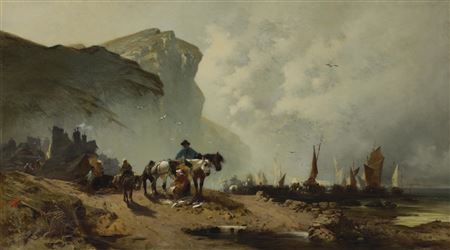 Fish trade on the sea coast by Emil Hallatz - Auction record, sale price, and art valuation. Compare with similar artists and explore comparable artworks.