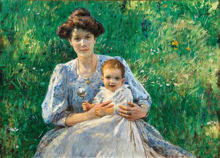 A Mother with Child in the meadow by Johann Victor Kramer - Auction record, sale price, and art valuation. Compare with similar artists and explore comparable artworks.