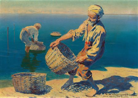 Fishermen with baskets at the Bosphorus