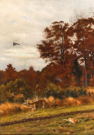 A Hunting Scene at the Edge of the Woods by Otto Recknagel - Auction record, sale price, and art valuation. Compare with similar artists and explore comparable artworks.