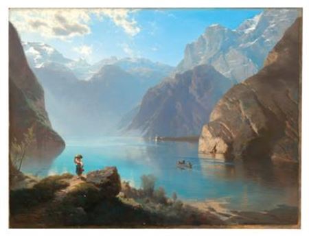 A Scene on Lake Königssee with St. Bartholomä