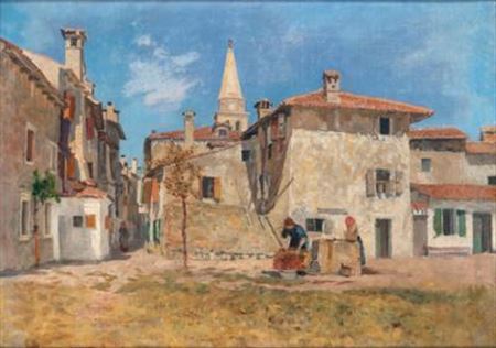 A Scene in Grado, old title on the reverse Grado (Studie)