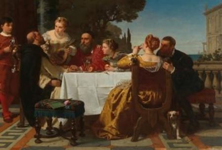 Banquet - Sebastiano del Piombo and Jacopo Strada as guests of Titian in Venice