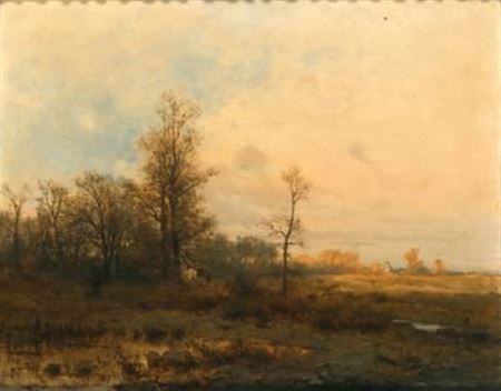 Autumn landscape in the evening