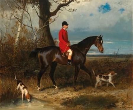 Count Miklos Pál Esterházy de Galántha (1839-1897) with his hunting dogs