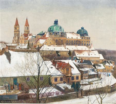 Blick auf Stift Klosterneuburg im Winter / View of Klosterneuburg Abbey in the Winter