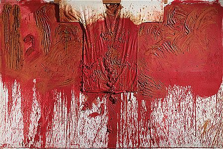 Splatter painting with chemise and impasto