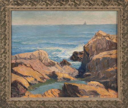"The Pool", A Rocky Shoreline With A Ship On The Horizon