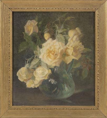 Yellow roses in a pitcher