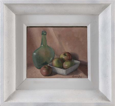 Still Life Of A Glass Bottle And A Square White Bowl Of Apples by Edwin Reeves Euler - Auction record, sale price, and art valuation. Compare with similar artists and explore comparable artworks.