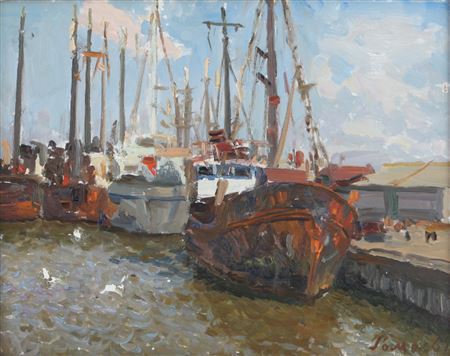 'DOCK ON THE CASPIAN SEA' (1964) by Yakov Dorofeevich Romas - Auction record, sale price, and art valuation. Compare with similar artists and explore comparable artworks.