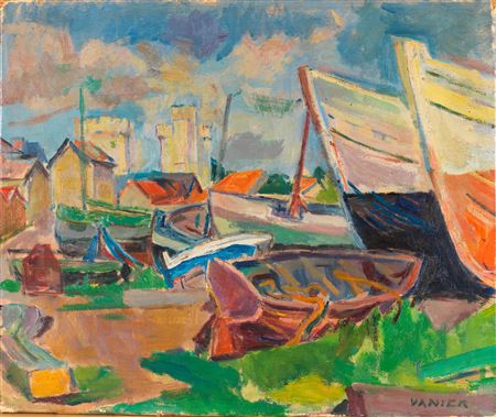 Boats in the port, LaRochelle by Claude (Simon) Vanier - Auction record, sale price, and art valuation. Compare with similar artists and explore comparable artworks.