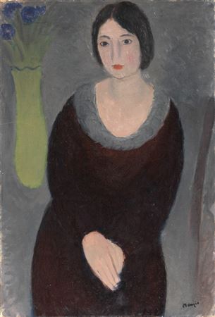 RAGAZZA CON VASO DI FIORI, 1930 CA.