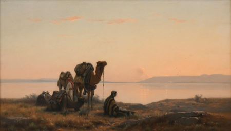 Figures and Camels by the Water