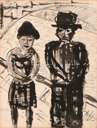 "Paris, A Couple Walking by the Bridge"