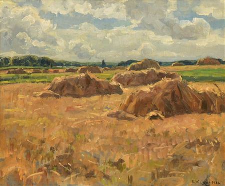 Sample artwork by Einar William Bogh (1877 - 1938), known for paintings of farms, landscapes townscapes, marine scenes, still life - View similar artists and auction records