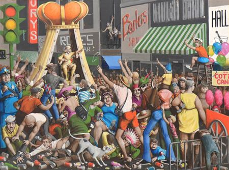 Mardi Gras, New Orleans, Street Scene by Mel Wiken - Auction record, sale price, and art valuation. Compare with similar artists and explore comparable artworks.
