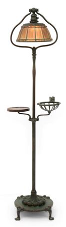 "Linenfold" Floor Lamp with Smoker's Attachments