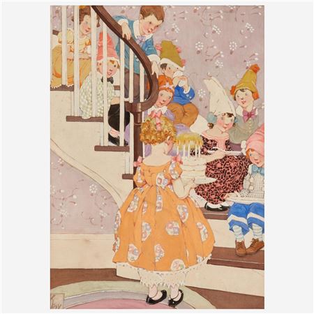 The Birthday Party on the Stairs from 'Adventures in Our Street'